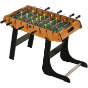 Homcom - Baby-foot table de Babyfoot pliable dim. 98L x 42l x 62H cm 2 balles fournies mdf imitation bois et noir - Marron