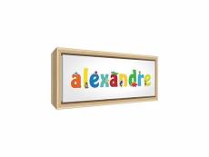 Little helper toile avec cadre en bois massif naturel style illustratif coloré avec le nom de jeune garçon alexandre 25 x 63 x 3 cm moyen LHV-ALEXANDR