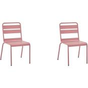 Lot de 2 chaises de jardin - Acier - Rose
