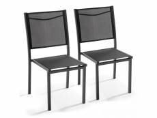 Lot de 2 chaises de jardin en aluminium et textilène noir