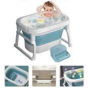 Magicfox - Baignoire bébé Pliable pour 24 mois-10 ans Enfants avec Siège de bain, Portable Baignoire avec Température Bouchon de vidange Bleu