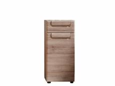 Malea - meuble bas de salle de bain avec un tiroir en mélaminé de couleur chêne. L- h - p : 37 - 82 - 31 cm