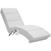 Méridienne London Chaise longue d'intérieur design avec fonction de massage chauffage Fauteuil relax salon Similicuir blanc - Casaria