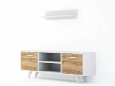 Meuble tv et étagères ternaux bois foncé et blanc