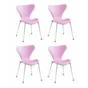 Meubletmoi - 4 chaises roses empilables piétement chromé - Pop