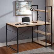 Office24 - Bureau industriel 120x60 en métal et acier avec étagères design minimaliste Empire