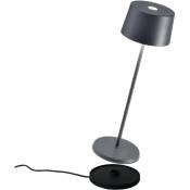 Olivia Pro Lampe de Table, Lampe Portable Rechareable, IP65, Gris, 35 cm - Antraciet - Zafferano