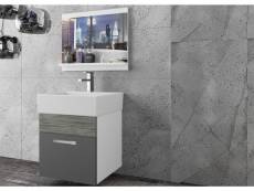 Palomi - ensemble de salle de bain -3pcs - meuble à suspendre - vasque en porcelaine - gris