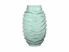 Paris prix - vase déco en verre soufflé "typo" 25cm vert