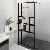 Paroi de douche avec étagère Noir 100x195cm Verre