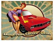 "plaque pin up auto dangerous curves style année 50