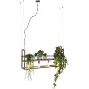 QAZQA cage rack - Suspension - 4 lumière - L 100 cm - Brun rouille - Rustique - éclairage intérieur - Salon I Chambre I Cuisine I Salle à manger