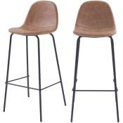 Rendez-vous Déco - Chaise de bar Henrik en cuir synthétique marron clair 75 cm (lot de 2) - Marron