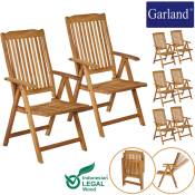 Set de 8 chaises de jardin Bari bois teck massif fauteuils