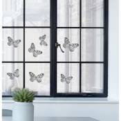 Sticker électrostatique pour vitre, déco fenêtre et sécurité baie vitrée: papillons noirs et blancs, oiseaux, 21 cm x 29,7 cm - Noir