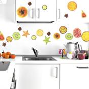 Sticker mural autocollant Coeurs de Fruits Exotiques 48 cm X 68 cm - Déco Murale pour Maison et Bureau - Jaune / doré