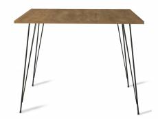 Table à manger carrée bois clair et pieds en forme