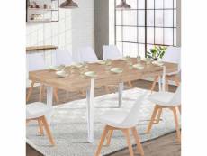 Table à manger extensible austria 6-10 personnes bois pied épingle blanc 160-200 cm - idmarket