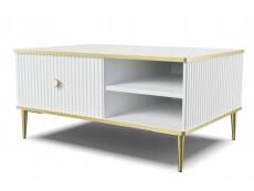 Table basse blanc mat 90x60cm avec étagére de haute