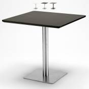 Table basse carrée 90x90 avec pied central pour bistro et bar Horeca Couleur: Noir - Silver