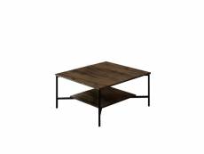 Table basse carrée harmony 80x80cm métal noir et bois foncé
