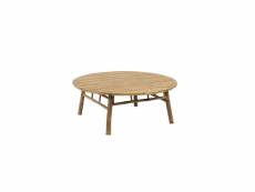 Table basse ronde d'extérieur bambou naturel - livia - l 120 x l 120 x h 46 cm - neuf