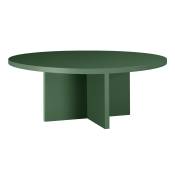 Table basse ronde , panneau stratifié de 3cm cèdre vert 100cm