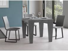 Table extensible gris ciment 4 à 10 places l 90 à