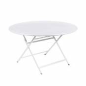 Table pliante Caractère / Ø 128 cm / 7 personnes - Fermob blanc en métal