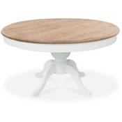 Table ronde extensible en bois massif SIDONIE blanc - Blanc