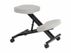 Tabouret ergonomique robert siège ajustable repose genoux chaise de bureau sans dossier, en métal noir et assise rembourrée gris