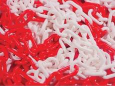 Taliaplast - chaîne plastique rouge/blanc n°8 en sac de 25 m - 530102