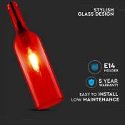 V-tac - Lustre led en forme de bouteille en verre avec douille E14 (Max 60W) Couleur Rouge