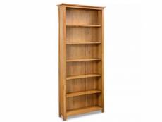 Vidaxl bibliothèque à 6 étagères 80x22,5x180 cm bois de chêne massif