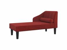 Vidaxl chaise longue avec traversin rouge bordeaux tissu