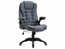 Vinsetto fauteuil de bureau direction ergonomique hauteur réglable dossier inclinable toile de lin gris chiné