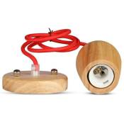VT-7778-R Lustre porte-lampe led en bois de noyer + Câble rouge 1 mètre - 3723 - Rouge - V-tac