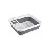 Wenko - Egouttoir vaisselle pliable Gaia, égouttoir à vaisselle plastique, porte-couverts et support assiettes, plastique, 36,5x13x31 cm, blanc