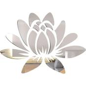 3D Acrylique Miroir Fleur de Lotus Sticker Mural Stickers Muraux Auto-Adhésif