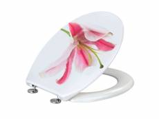 Abattant wc orchidée - duroplast - blanc et rose