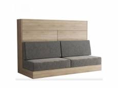 Armoire lit escamotable vertigo sofa chêne canapé gris couchage 160*200 cm 20100994100