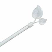 Atmosphera - Tringle métal 120 à 210 cm avec enbouts déco blanc - Fleur de lys Blanc
