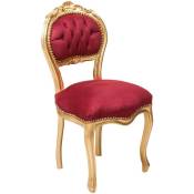 Biscottini - Chaise de salon dorée Louis xvi 90x45x42 Chaise en bois Fauteuil de chambre à coucher Style français Fauteuil baroque rembourré - rouge