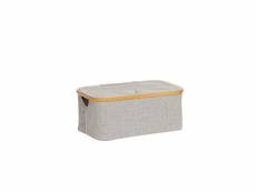 Boîte de rangement avec couvercle en tissu et bambou