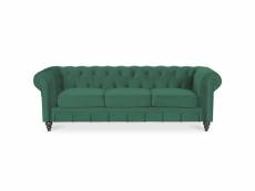 Canape chesterfield velours 3 places altesse vert