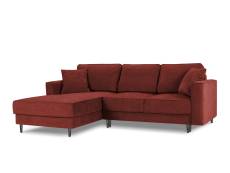 Canapé d'angle 4 places en tissu structuré rouge
