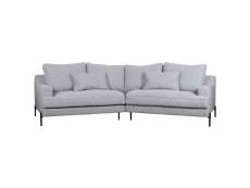 Canapé d'angle design 5 places en tissu gris chiné et métal noir puchkine