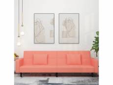 Canapé-lit malin à 2 places avec deux oreillers rose velours - 220 x 84,5 x 69