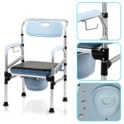 Chaise de toilette Réglable en hauteur Chaise de nuit Aide à la toilette Antidérapante Chaise de toilette avec accoudoirs - Einfeben