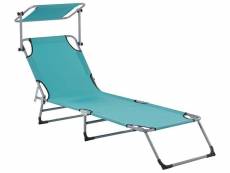 Chaise longue bleu turquoise avec pare-soleil foligno